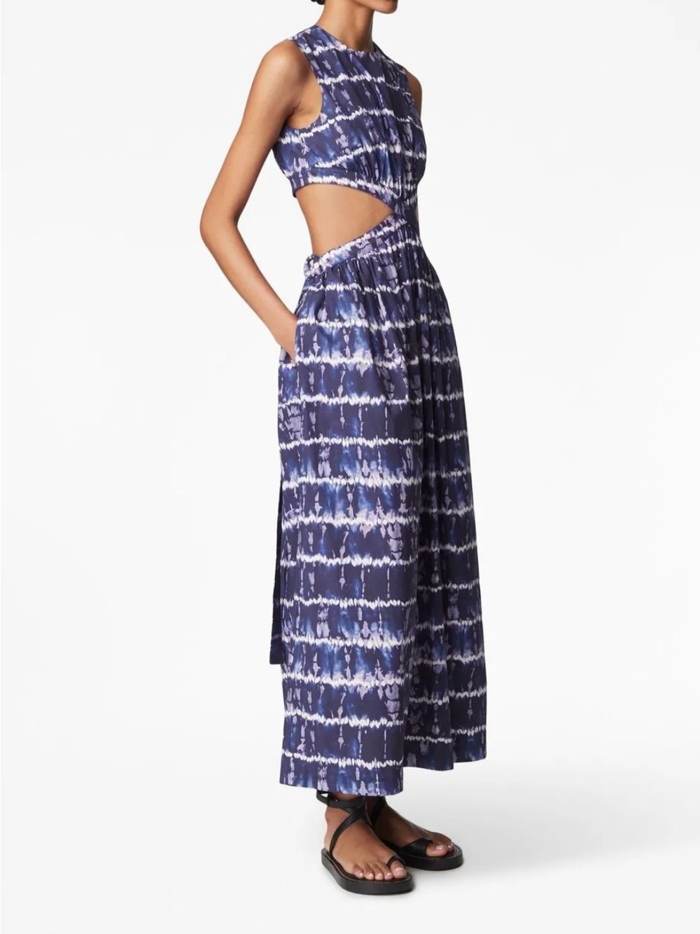 Altuzarra Navy Tie-Dye Maxi Skirt with Side Cutout